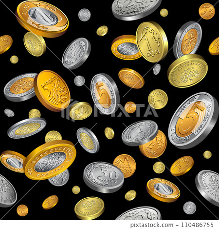 Seamless background with Polish coins 110486755