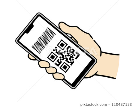 Vector illustration of a man's hand making a payment using a smartphone 110487158