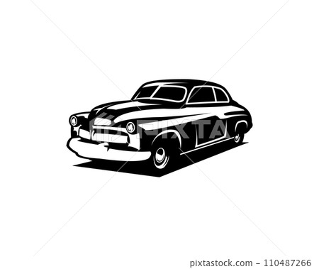 vector graphic illustration of 1949 Mercury coupe classic black on white background side view. available ep 10. 110487266