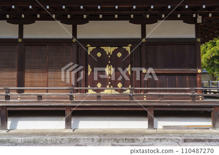 Kyoto Ninnaji Temple, right side door of Mieido Hall, detailed goldwork 110487270