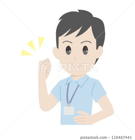 A young man in a polo shirt doing a hand-drawn fists pose A young man in a polo shirt doing a hand-drawn fists pose 110487441
