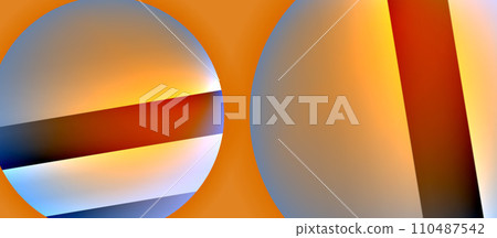 Glossy metal glowing circles geometric background. Minimal abstract composition. Vector illustration For Wallpaper, Banner, Background, Card, Book Illustration, landing page 110487542