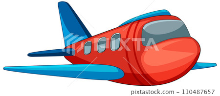 Colorful Cartoon Airplane in Flight 110487657