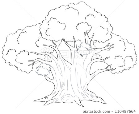 Majestic Tree Line Art Illustration 110487664