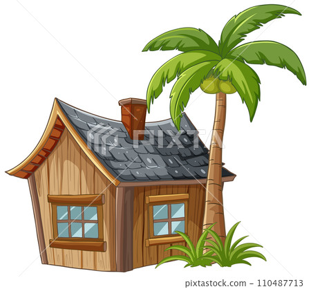 Tropical Beach House Illustration 110487713