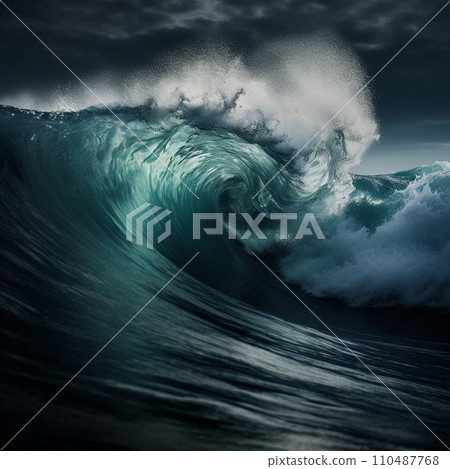 Tsunami large wave illustration Tsunami large wave illustration 110487768