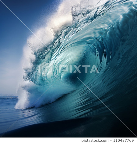 Tsunami large wave illustration 110487769
