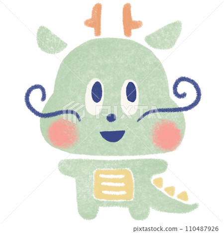 手繪插畫的雙頭龍，表情可愛 110487926