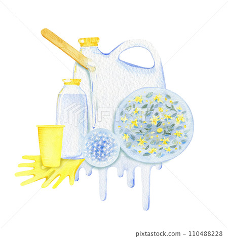 Epoxy resin painted watercolor with hobby accessories for design of cards, posters and websites 110488228