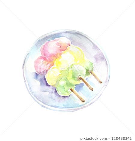 三色團子水彩畫插圖 110488341