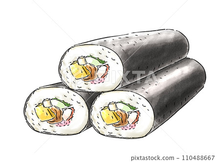 Three ehomaki watercolor style 110488667