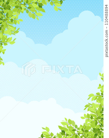 新綠藍天背景素材(垂直方向) 新綠藍天背景素材(垂直方向) 110488894
