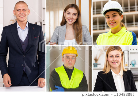 Screen of video conference between managers and engineers 110488895