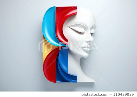 3d abstract human head,face, Psychic waves concept, Generative AI 3d abstract human head,face, Psychic waves concept, Generative AI 110489059