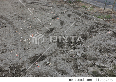 Soil preparation for the field - Crab shell container Soil preparation for the field - Crab shell container 110489820