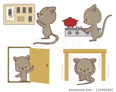 Illustration of actions to take during a disaster Illustration of actions to take during a disaster 110490002