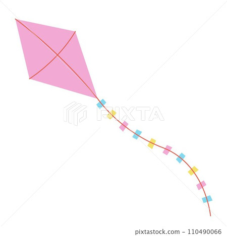 Colorful kite vecor illustration. Flat kite icon. Pink kite isolated on white background. Wind. Freedom concept Colorful kite vecor illustration. Flat kite icon. Pink kite isolated on white background. Wind. Freedom concept 110490066