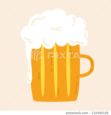 Pint of beer vector illustration. Icon for web, mobile, modern minimalistic flat design. Oktoberfest, St. Patrick's Day 110490189