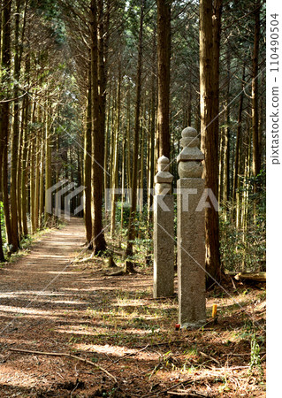 Koyasan-cho stone road 144-cho stone (left) and Ichiri stone (right) 110490504