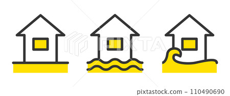 災難、洪水、海嘯破壞前後的家 110490690