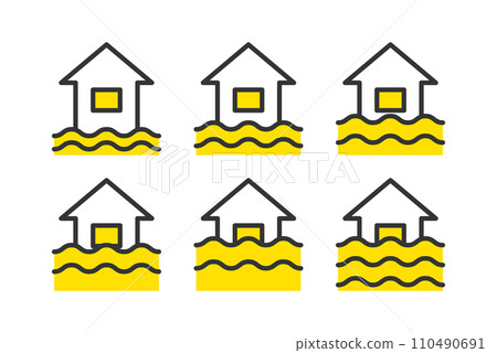 洪水損壞和洪水插圖集-損壞等級房屋插圖 洪水損壞和洪水插圖集-損壞等級房屋插圖 110490691