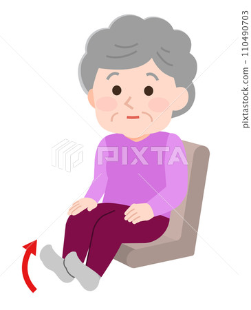 Economy Class Syndrome Prevention Illustration of an elderly person doing toe lift exercises to prevent thrombosis 110490703