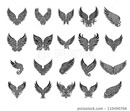 A collection of Celtic-style vector wings 110490766