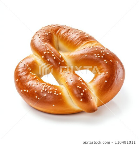 Soft Pretzel Twist Isolated on White Background. Generative ai 110491011