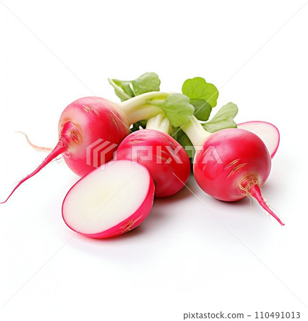 Fresh Red Radish Isolated on White Background. Generative ai 110491013