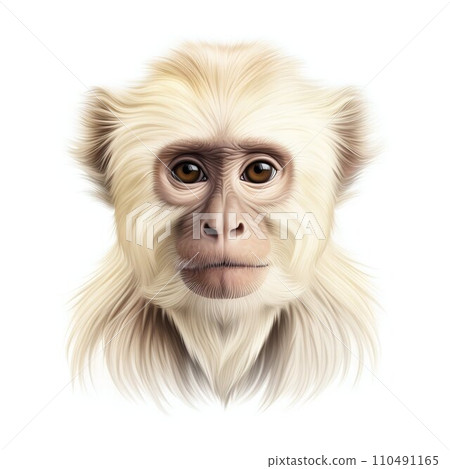 Monkey Bright Portrait Head Isolated on White Background. Generative ai 110491165