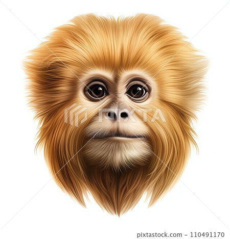 Monkey Bright Portrait Head Isolated on White Background. Generative ai 110491170