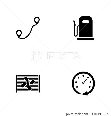 Auto - a set of black four solid icons isolated on a white background Auto - a set of black four solid icons isolated on a white background 110491194