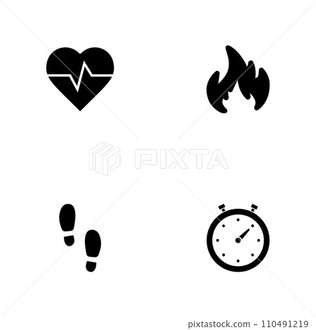 Cardio - a set of black four solid icons isolated on a white background 110491219