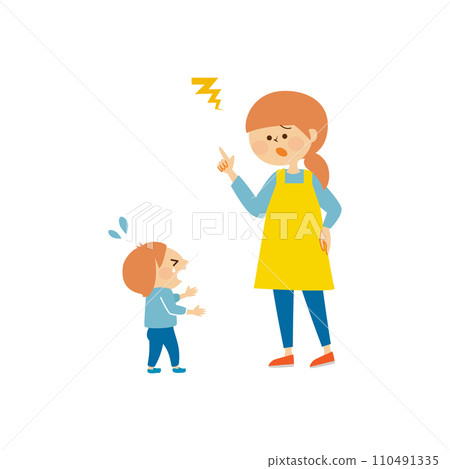 Childcare worker scolding and crying child cute illustration material 110491335