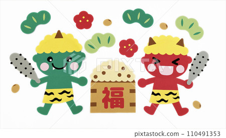 節分紙工藝的可愛形象 節分紙工藝的可愛形象 110491353
