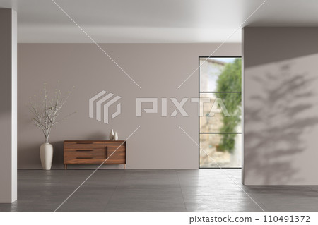 Interior with a warm atmosphere where you can enjoy calm relaxation with bright sunlight shining through. 110491372