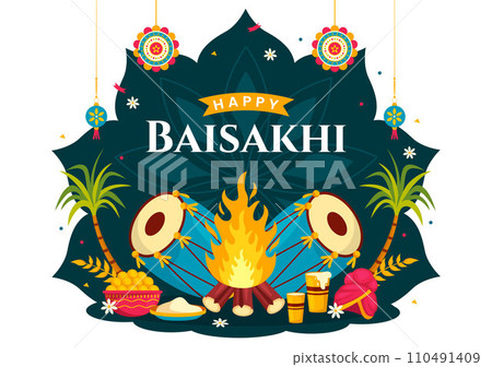 Happy Baisakhi Vector Illustration of Vaisakhi Punjabi Spring Harvest Festival of Sikh Celebration with Drum and Kite in Holiday Cartoon Background Happy Baisakhi Vector Illustration of Vaisakhi Punjabi Spring Harvest Festival of Sikh Celebration with Drum and Kite in Holiday Cartoon Background 110491409