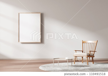 Interior with a warm atmosphere where you can enjoy calm relaxation with bright sunlight shining through. 110491518