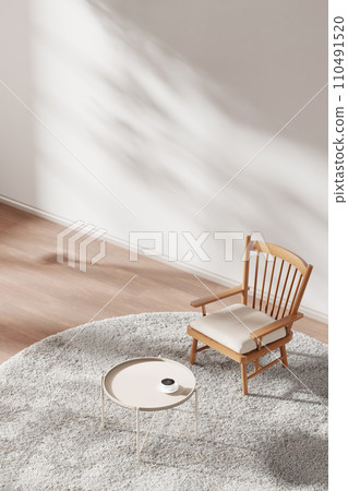 Interior with a warm atmosphere where you can enjoy calm relaxation with bright sunlight shining through. 110491520