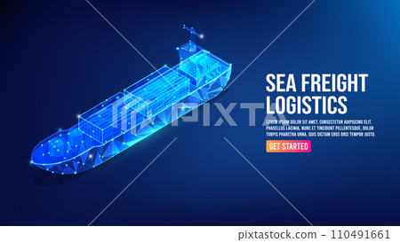 Sea freight logistics with Container ships, transportation, worldwide shipping concept. Vector illustration eps10 110491661