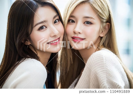 兩個親密的女人(AI 生成的圖像) 兩個親密的女人(AI 生成的圖像) 110491889