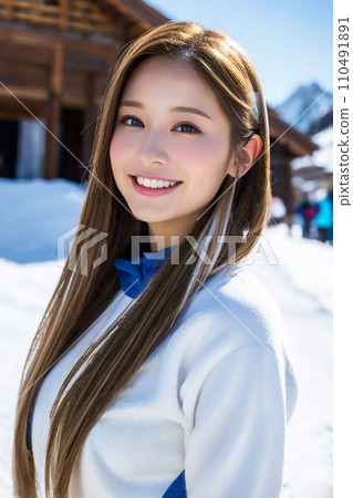 滑雪勝地的美麗女人(AI 生成圖像) 滑雪勝地的美麗女人(AI 生成圖像) 110491891