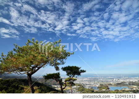 View of Izumisano city and Kansai New Airport from the ruins of Ameyama Baba [Kumatori Town, Sennan District, Osaka Prefecture] 110491913