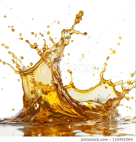 AI-generated content. Oil yellow splash white background.  110492064