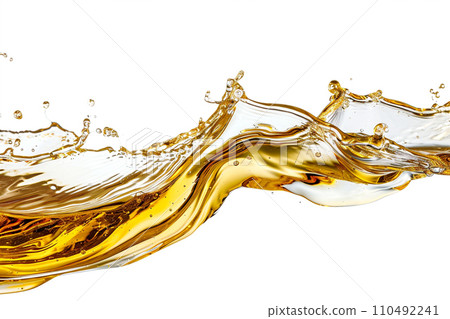 AI-generated content. Oil yellow splash white background.  110492241