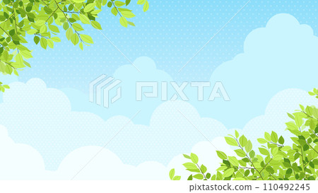 Background material of fresh greenery and blue sky (landscape 16:9) 110492245