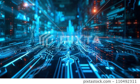 AI-generated content. Data abstract technology background  110492311