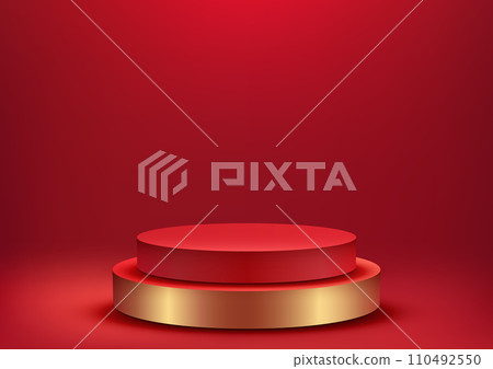 3D Red and Gold Podium for Luxurious Chinese New Year Display 110492550