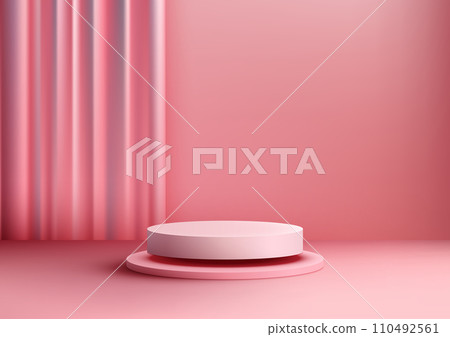 Valentine's Day Podium Display, Showcase Love and Beauty in 3D Pink Podium with curtain Backdrop Valentine's Day Podium Display, Showcase Love and Beauty in 3D Pink Podium with curtain Backdrop 110492561