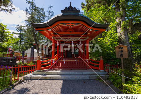 Spring in Ueda City, Nagano Prefecture, Ikushima Ashijima Shrine in the middle of Japan with fresh greenery 110492818